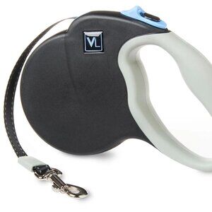 Vibrant Life 13' Heavy Duty Nylon Reflective Retractable Dog Leash, Black, XS/S